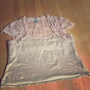 Beige Lace Stretchy Crop Top